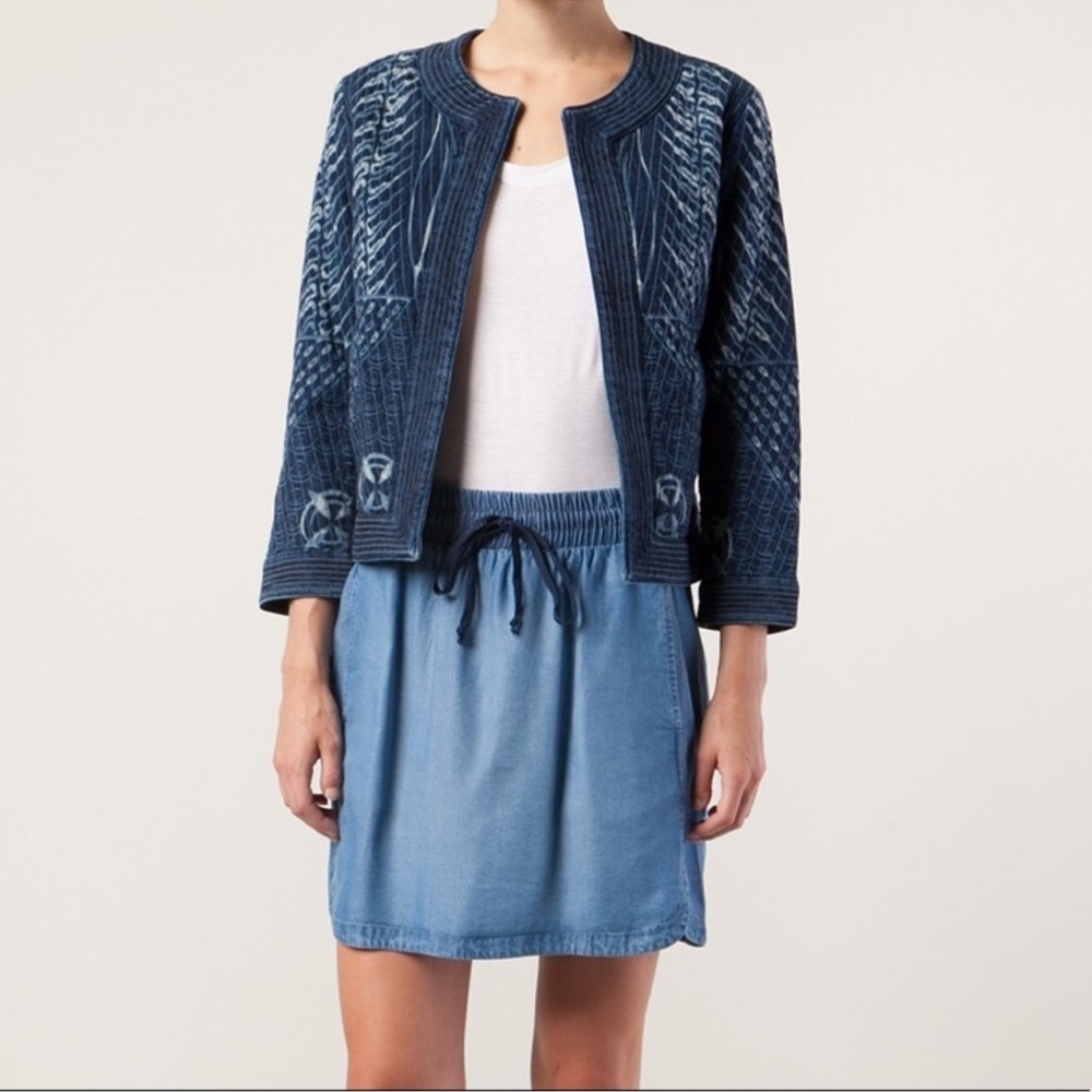 Citizens of Humanity Thalia Distressed Bolero Jacket Blue Small Contemporary